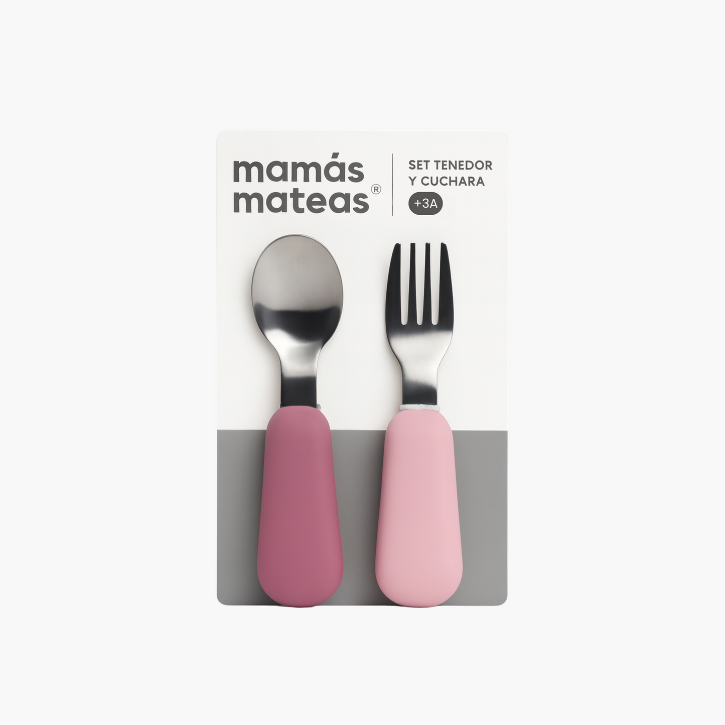 Set de Cuchara y Tenedor de Acero con Mango de Silicona - Blush
