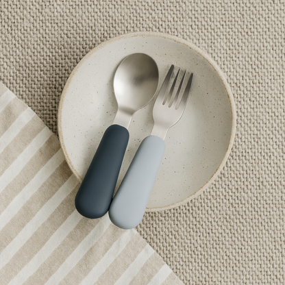 Set de Cuchara y Tenedor de Acero con Mango de Silicona - Bruma